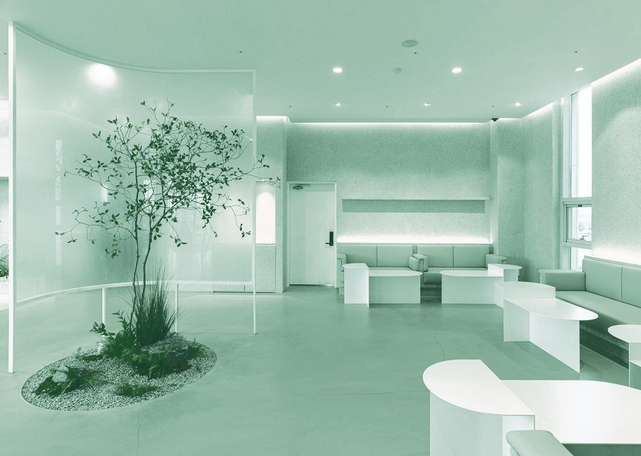 Bright minimalist clinic waiting area